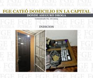 FGE cateó domicilio en la capital donde aseguró droga